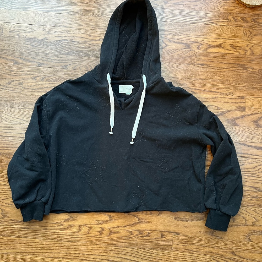 Anthropologie Saturday Sunday Black Women's Hoodie cropped Sweatshirt